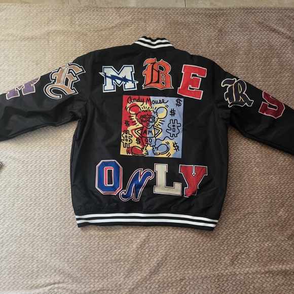 Members Only x Keith Haring size XL Andy Mouse Bomber Jacket Black. - Picture 13 of 13